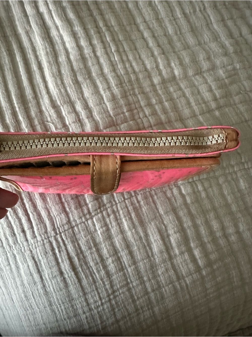 Consuela Shine Slim Wallet - Hot Pink with Tan Trim - Picture 7 of 9